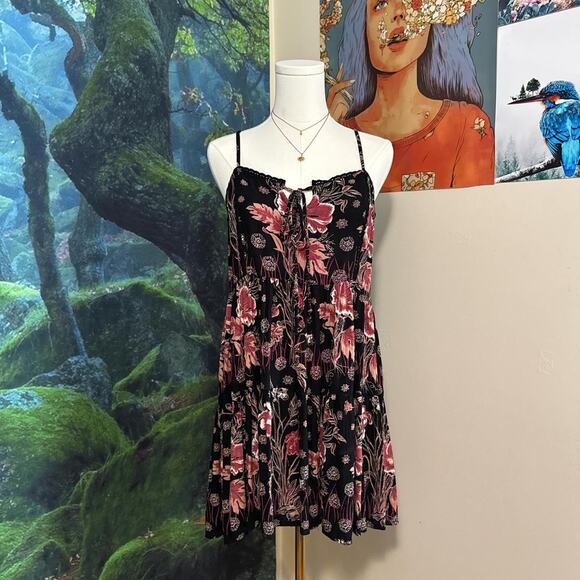 floral boho mini dress angie tiered sundress y2k indie style - Picture 1 of 7